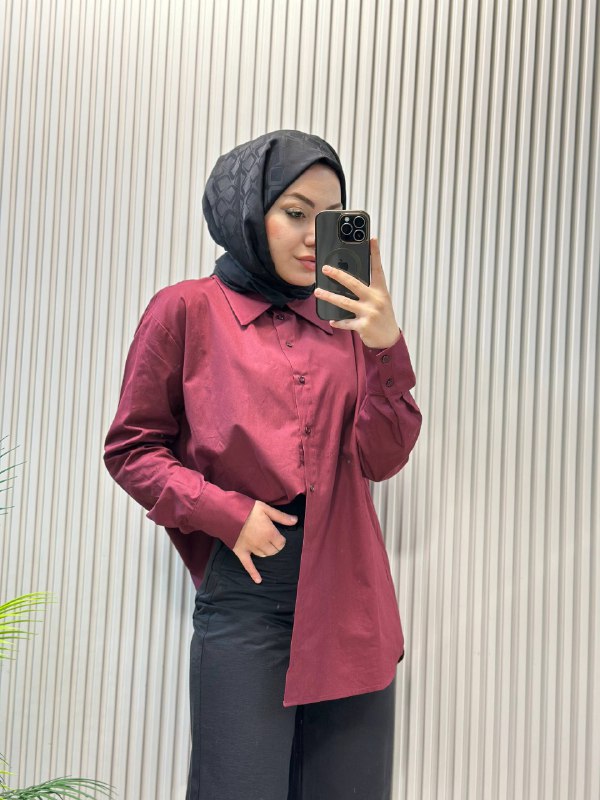 Kadriye Baştürk Pamuklu Oversize Bordo Gömlek