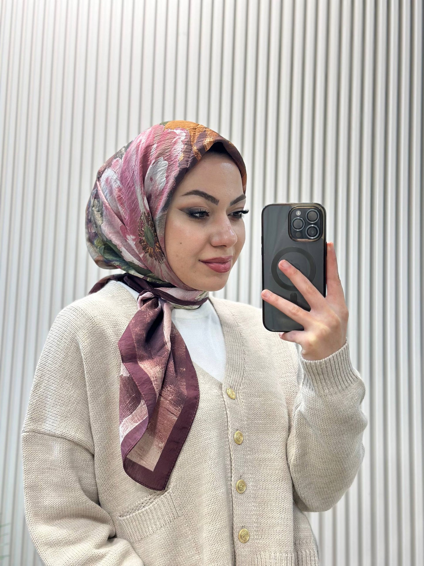 Bone Sera Şehri naturel desenli eşarp